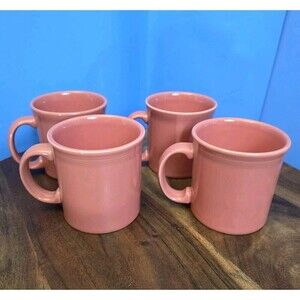 Set of 4 Fiestaware Mugs Flamingo D-Handle 12oz  (Retired Color)